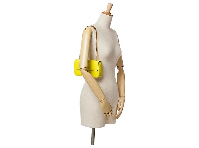 Céline Borsa a spalla con catena Triomphe in pelle di vitello gialla Celine - vista 8
