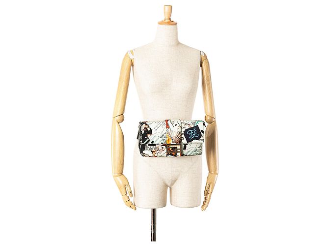 Baguette Fendi Weiß Nylon Karl Kollage Umhängetasche - Ansicht 8