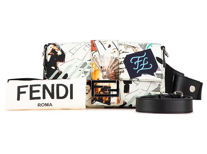 Baguette Fendi Weiß Nylon Karl Kollage Umhängetasche - Ansicht 9
