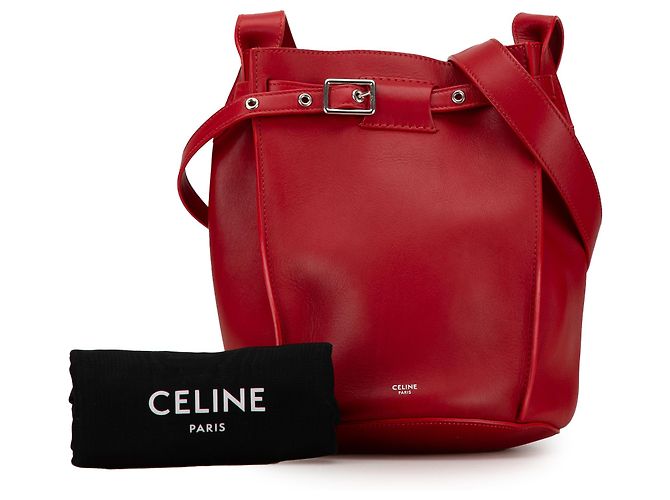 Big Bag Céline Borsa a secchiello incrociata in pelle rossa Celine Rosso - vista 8