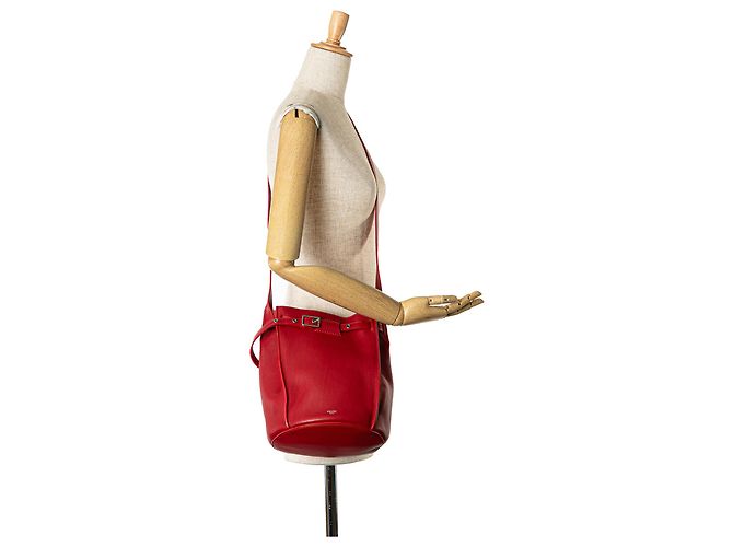 Big Bag Céline Borsa a secchiello incrociata in pelle rossa Celine Rosso - vista 9