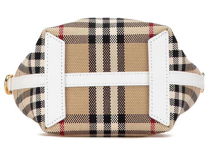 Tote Burberry Beige Mini House Check Canvas London - vista 3