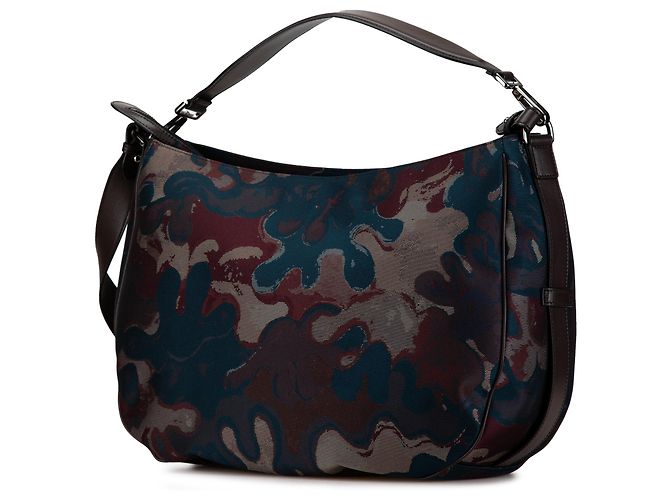 Saddle Borsa a sella morbida in denim camouflage Dior Brown Peter Doig Marrone - vista 2