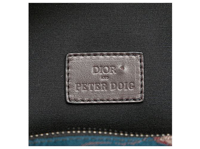 Saddle Borsa a sella morbida in denim camouflage Dior Brown Peter Doig Marrone - vista 5