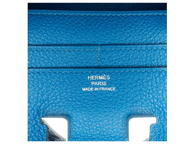Hermès Blue Evercolor Constance Slim Compact Wallet Blau - Ansicht 5