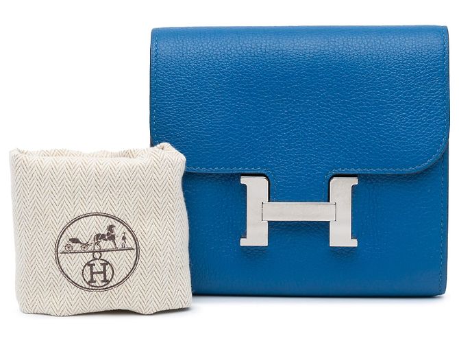 Hermès Blue Evercolor Constance Slim Compact Wallet Blau - Ansicht 8
