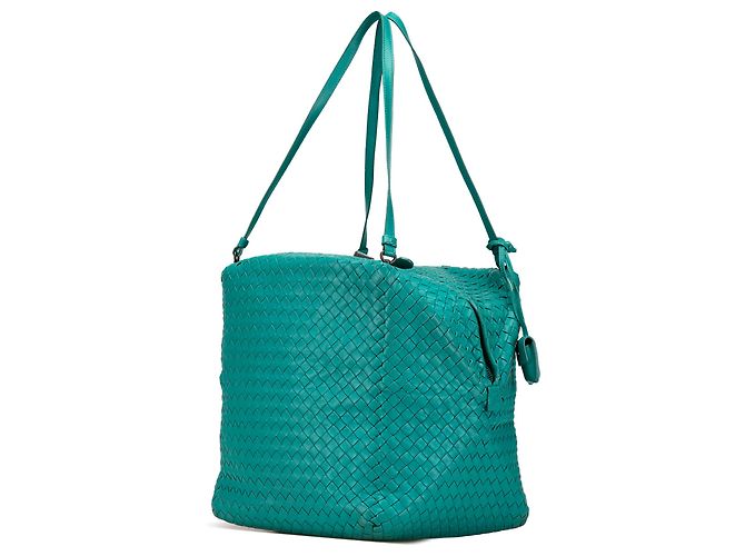 Borsa a spalla Cube Intrecciato in Nappa Blu di Bottega Veneta Turchese - vista 2