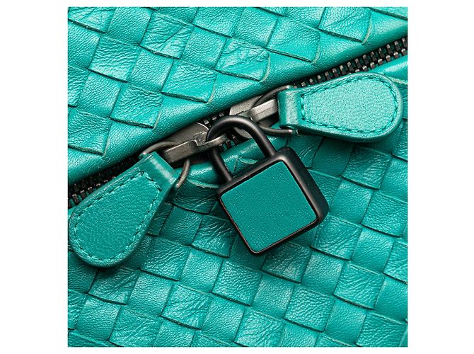 Borsa a spalla Cube Intrecciato in Nappa Blu di Bottega Veneta Turchese - vista 7