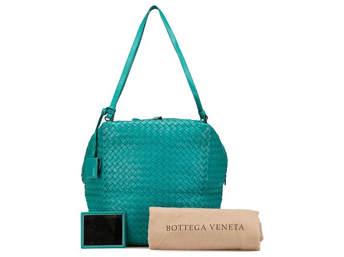 Borsa a spalla Cube Intrecciato in Nappa Blu di Bottega Veneta Turchese - vista 9