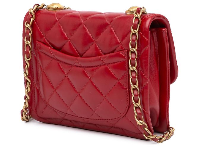 Chanel Rojo Mini Acolchado de Cordero Suave Cuadrado Roja - vista 2