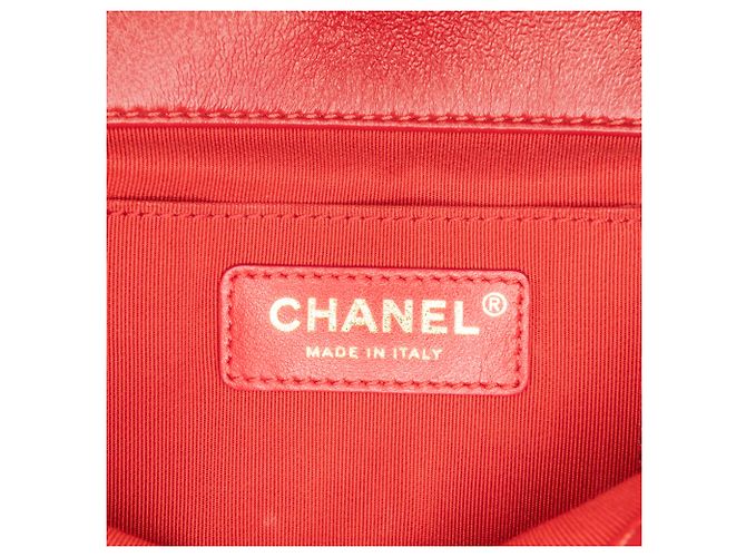 Chanel Rojo Mini Acolchado de Cordero Suave Cuadrado Roja - vista 5