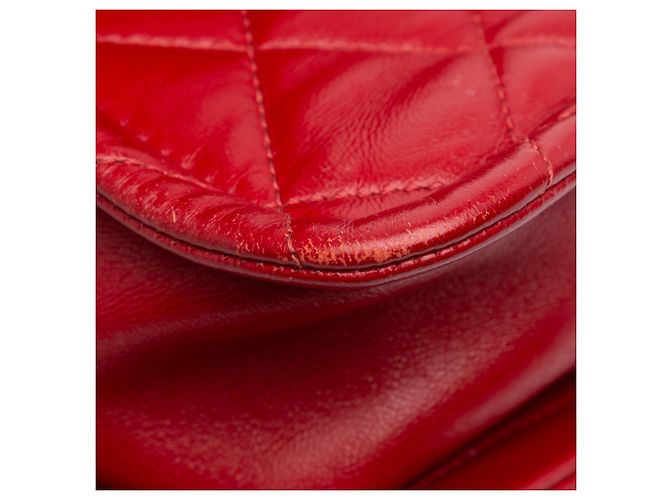 Chanel Rojo Mini Acolchado de Cordero Suave Cuadrado Roja - vista 7