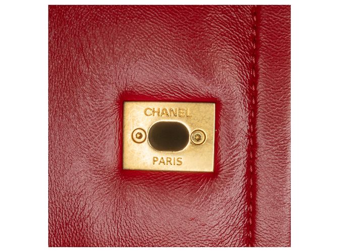 Chanel Rojo Mini Acolchado de Cordero Suave Cuadrado Roja - vista 9