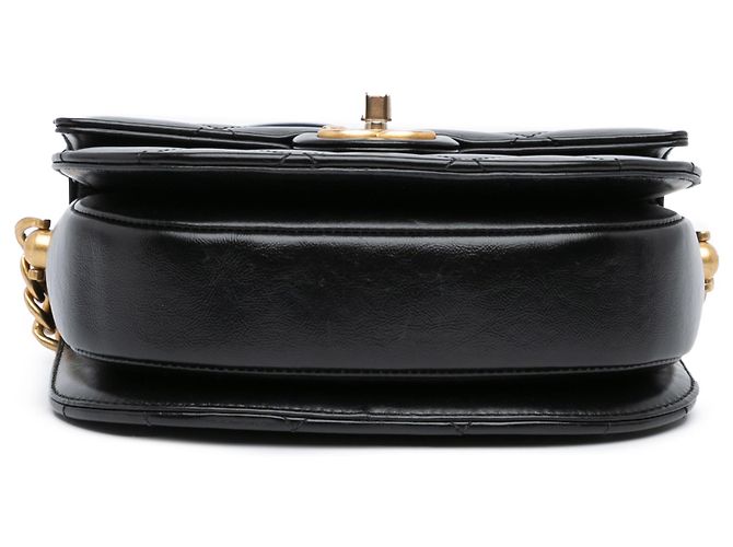 Chanel Messenger Rotondo in Pelle Trapuntata Nera CC Nero - vista 3