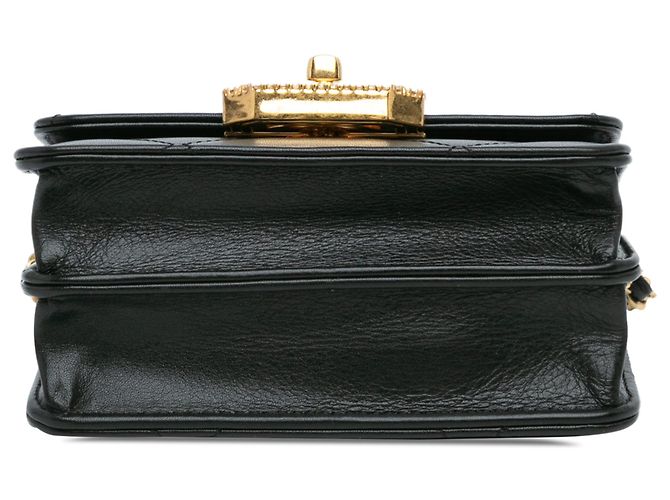 Chanel schwarzer gesteppter Kalbsleder-Kartenhalter mit Strass - Ansicht 3