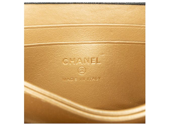 Chanel schwarzer gesteppter Kalbsleder-Kartenhalter mit Strass - Ansicht 5