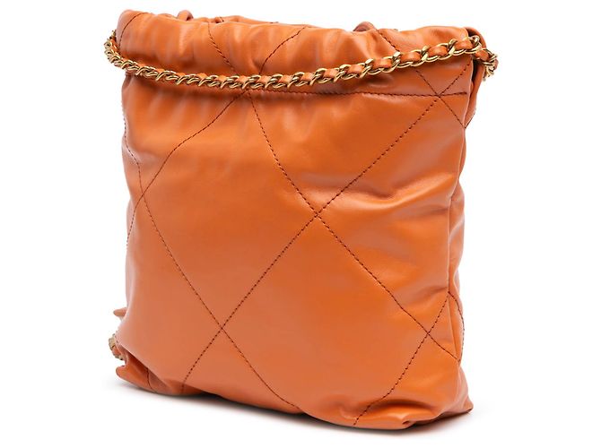 Chanel Orange Mini Handtasche aus glänzendem Kalbsleder 22 - Ansicht 2