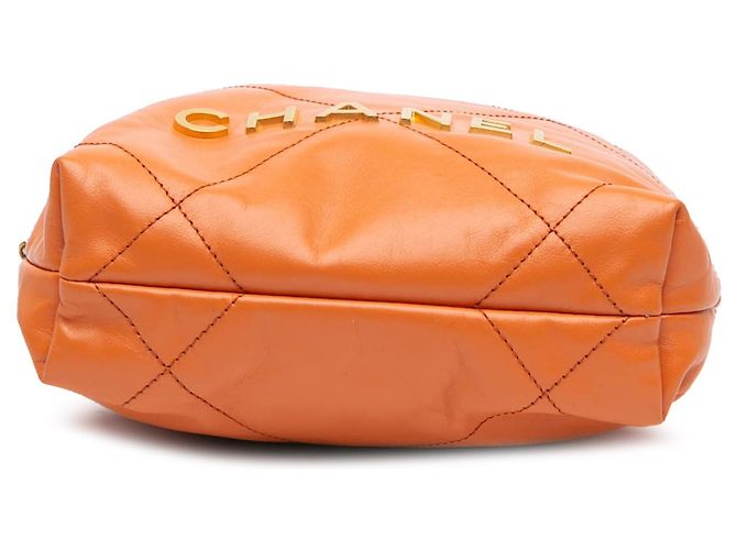 Chanel Orange Mini Handtasche aus glänzendem Kalbsleder 22 - Ansicht 3