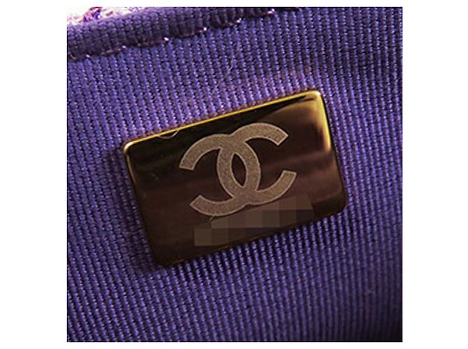 Chanel Viola CC Tweed Trapuntato con Manico Porpora - vista 6