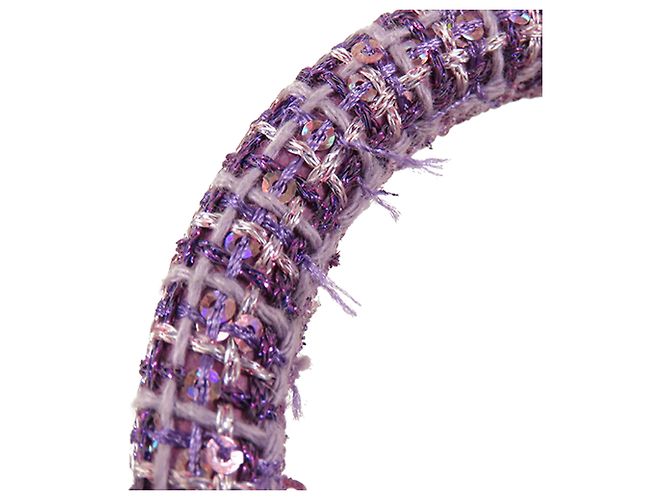 Chanel Viola CC Tweed Trapuntato con Manico Porpora - vista 8