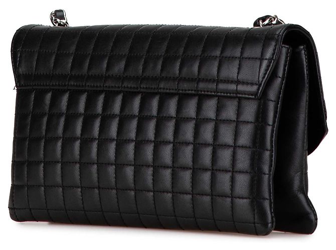 Borsa a spalla Chanel Black Choco Bar in pelle di vitello Camelia No. 5 CC Nero - vista 2