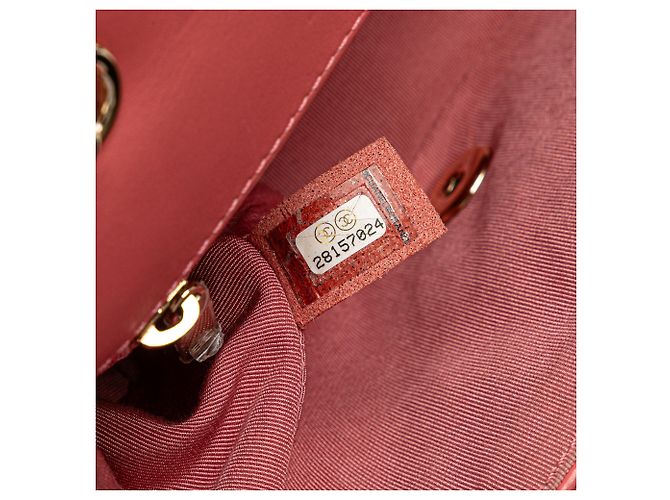 Chanel Mini Chevron em Couro de Bezerro Rosa Bolsa com Aba - vista 5