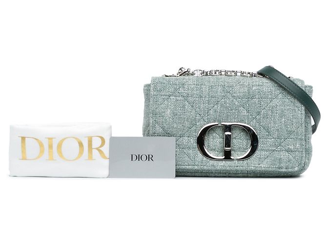 Bolso Caro Macrocannage en tweed verde pequeño de Dior Verde claro - vista 8
