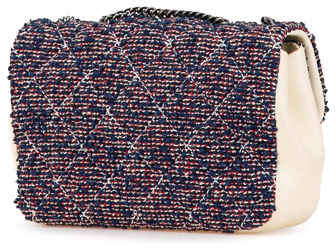 Chanel Blau Mini Rechteckige Tweed Einfache Klappe Roh - Ansicht 2