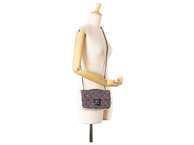 Chanel Blau Mini Rechteckige Tweed Einfache Klappe Roh - Ansicht 7