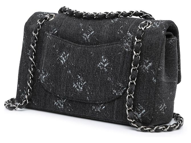 Chanel Nero Medio Denim Doppio Flap - vista 2