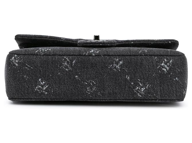 Chanel Nero Medio Denim Doppio Flap - vista 3