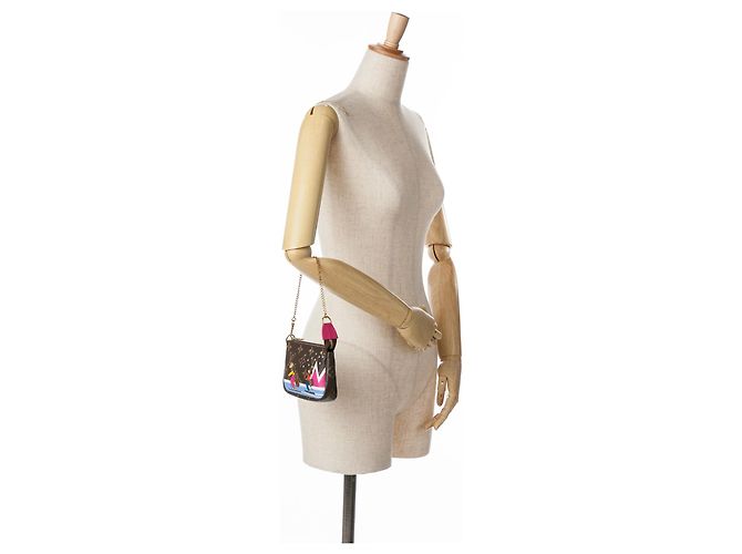 Mini Pochette Accessori Animazione di Natale Louis Vuitton con orsi marroni in monogramma sugli sci Marrone - vista 10