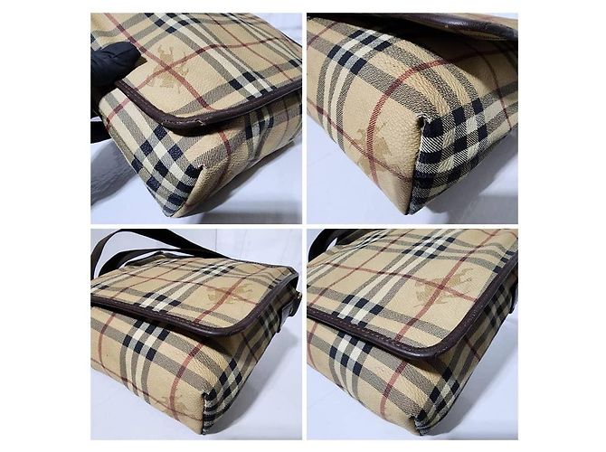 Borsa a tracolla Burberry Haymarket Check marrone/beige - vista 11