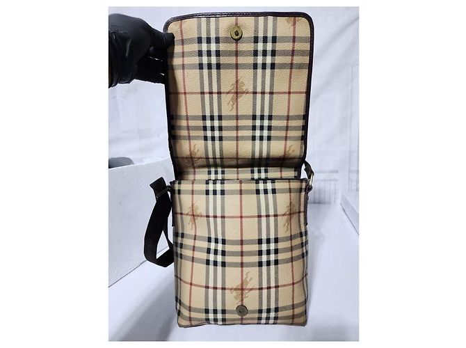 Borsa a tracolla Burberry Haymarket Check marrone/beige - vista 12