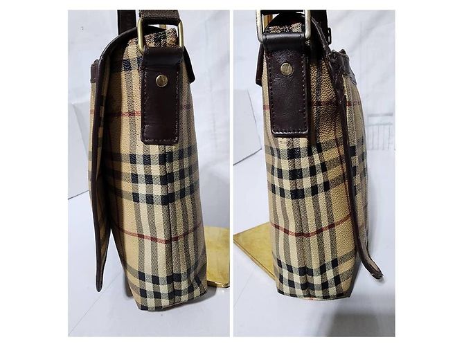 Borsa a tracolla Burberry Haymarket Check marrone/beige - vista 15