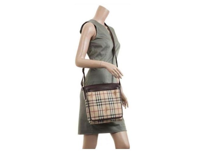 Borsa a tracolla Burberry Haymarket Check marrone/beige - vista 3