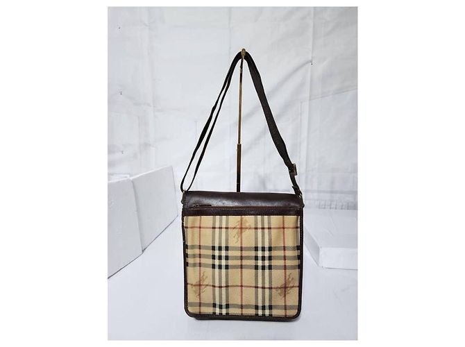 Borsa a tracolla Burberry Haymarket Check marrone/beige - vista 4