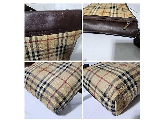 Borsa a tracolla Burberry Haymarket Check marrone/beige - vista 8
