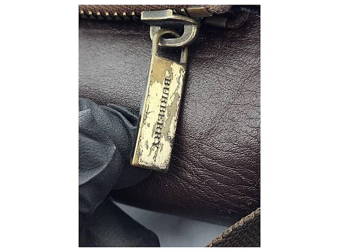 Borsa a tracolla Burberry Haymarket Check marrone/beige - vista 9