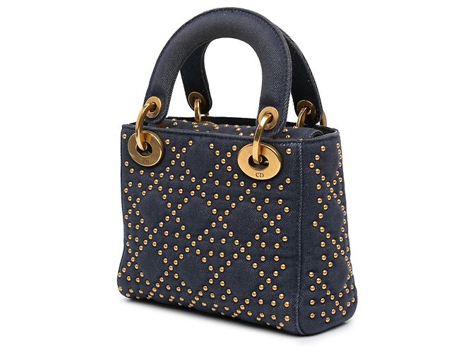 Dior Mini Denim Cannage Studded Morbido Lady Dior Blu Blu navy - vista 2