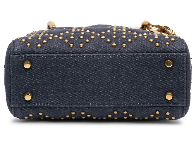 Dior Mini Denim Cannage Studded Morbido Lady Dior Blu Blu navy - vista 3