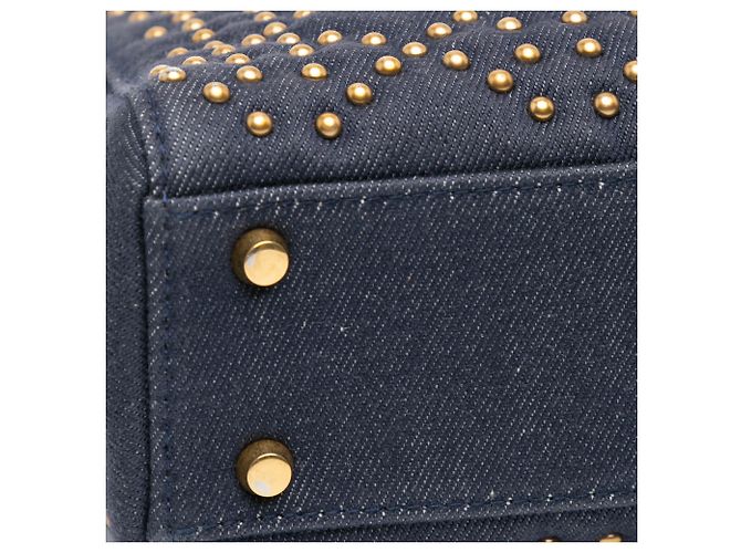 Dior Mini Denim Cannage Studded Morbido Lady Dior Blu Blu navy - vista 7