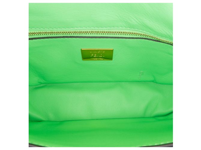Fendi Baguette Midi in pelle con stampa Zucca verde e catena Verde chiaro - vista 4