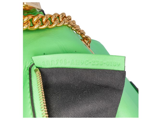 Fendi Baguette Midi in pelle con stampa Zucca verde e catena Verde chiaro - vista 6