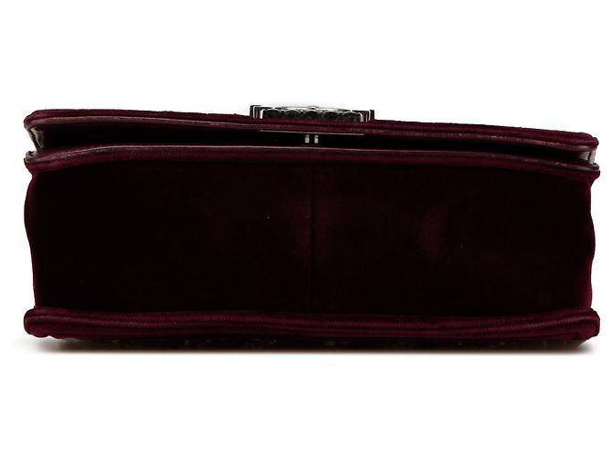 Chanel Rosso Vecchio Medio in Velluto e Tweed Boy Flap Bordò - vista 3