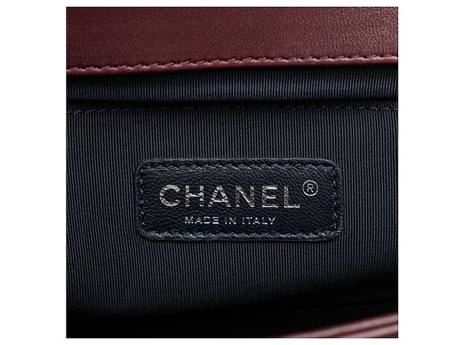 Chanel Rosso Vecchio Medio in Velluto e Tweed Boy Flap Bordò - vista 5