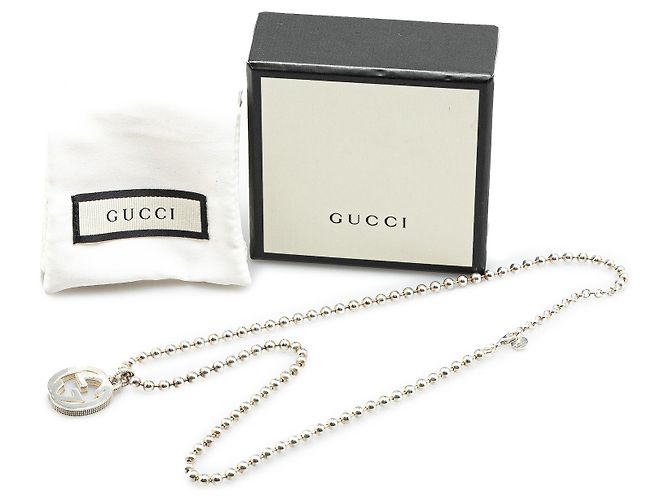 Gucci Silber Sterling Silber Interlocking G Anhänger Halskette - Ansicht 7