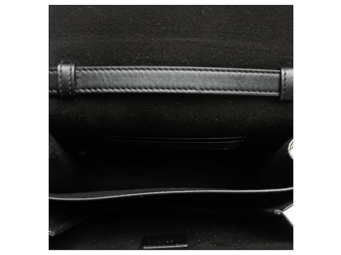 Fendi Borsa a tracolla in pelle nera con cristalli Fab Nero - vista 4