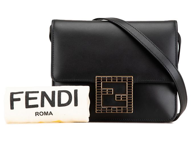 Fendi Borsa a tracolla in pelle nera con cristalli Fab Nero - vista 8