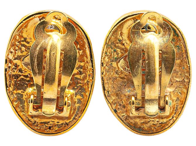 Orecchini a clip in oro placcato CC corona Chanel D'oro - vista 2